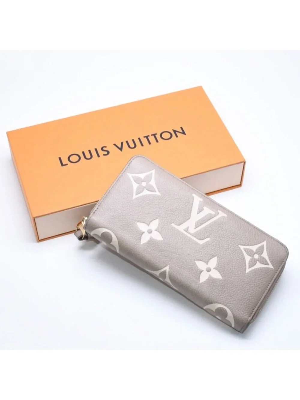 Louis Vuitton Monogram Empreinte Zippy Wallet Beige Ivory Gold